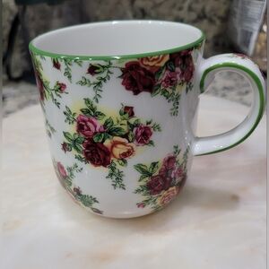 Royal Albert Fine China "Afternoon Tea" Mug with Green Trim.